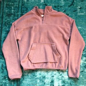 Pink rose cropped quarter zip sweater